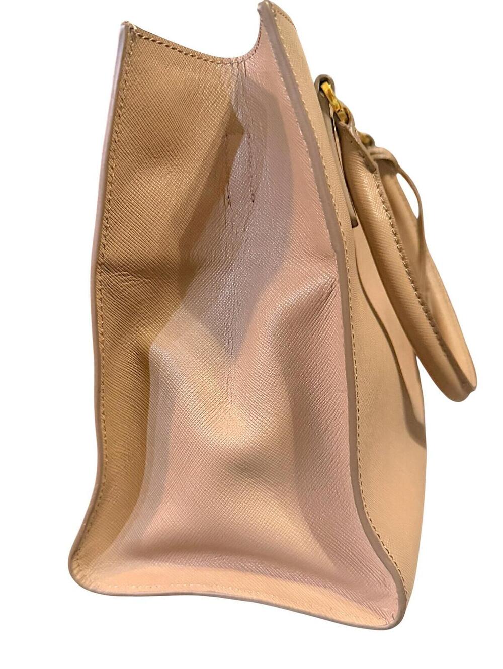 Prada Galleria Double Zip Saffiano Leather Tote Bag Nude Beige Blush Pink Large - Picture 6 of 13